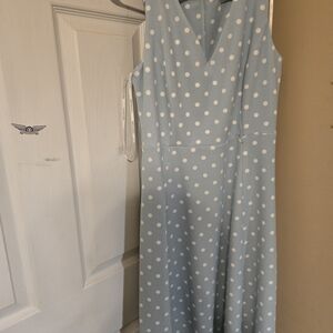 Calvin Klein Blue Polka Dot Midi Dress